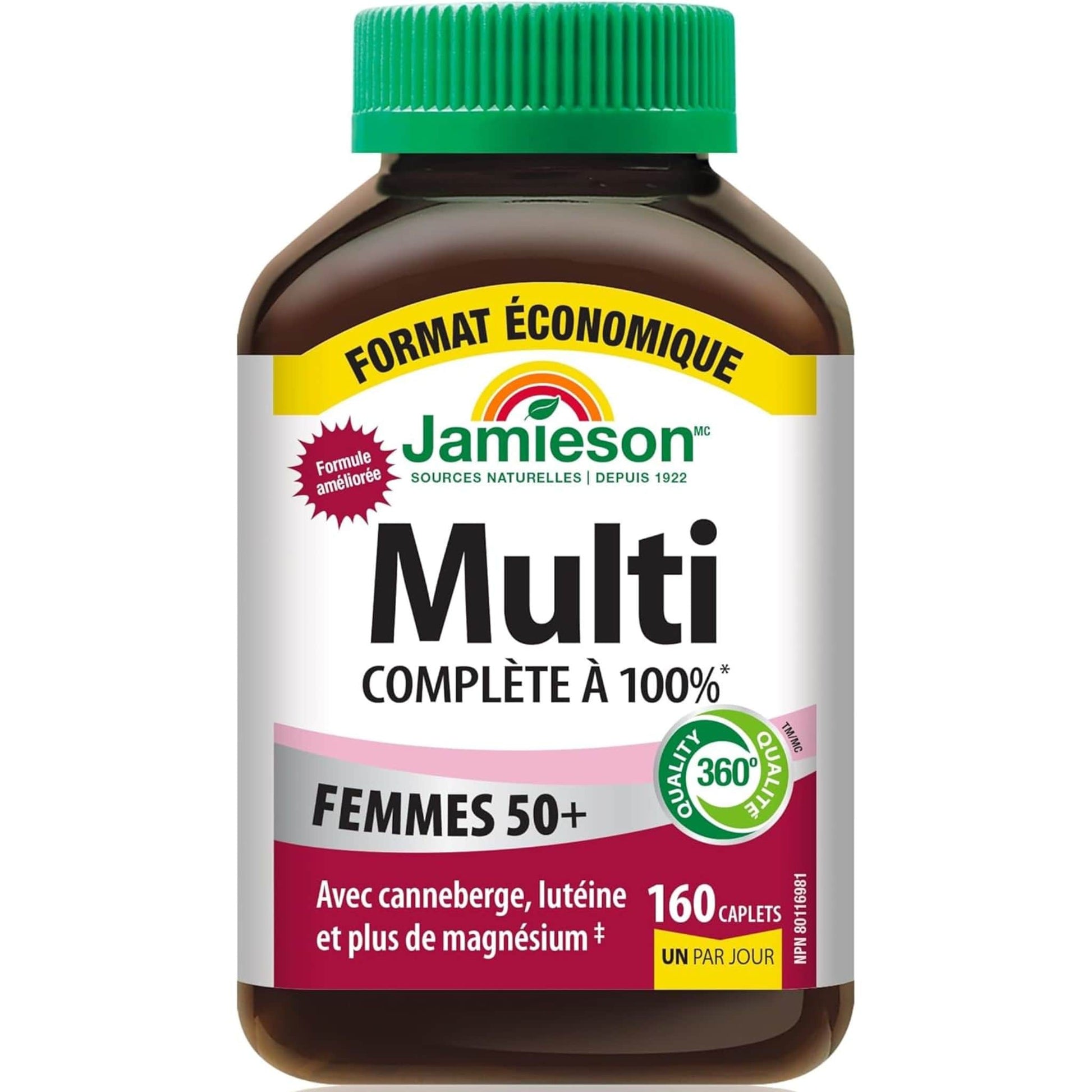 160 Caplets (New Formula) | Jamieson Multi 100% Complete Multivitamin for Women 50+