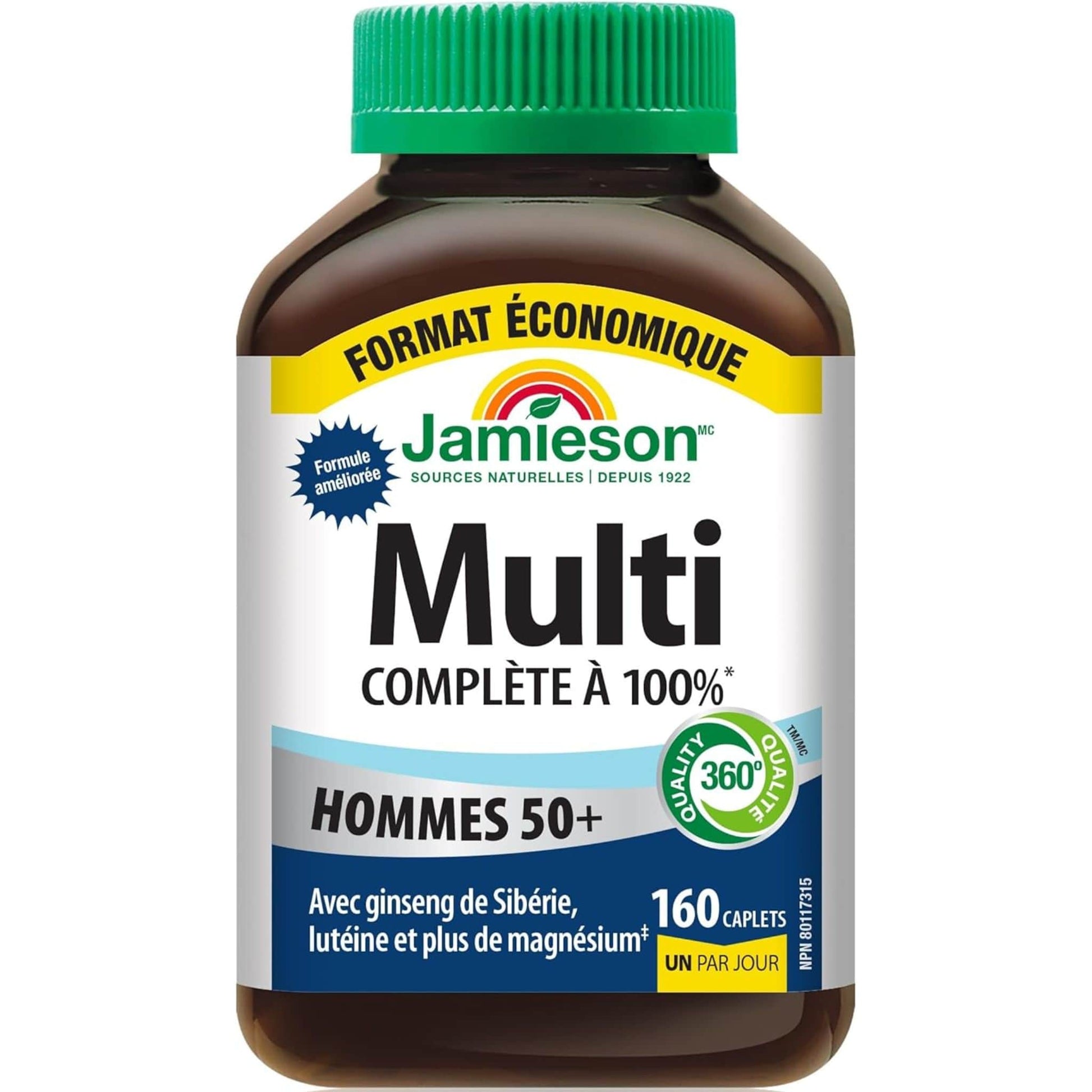 160 Caplets (New Formula) | Jamieson Multi 100% Complete Multivitamin for Men 50+