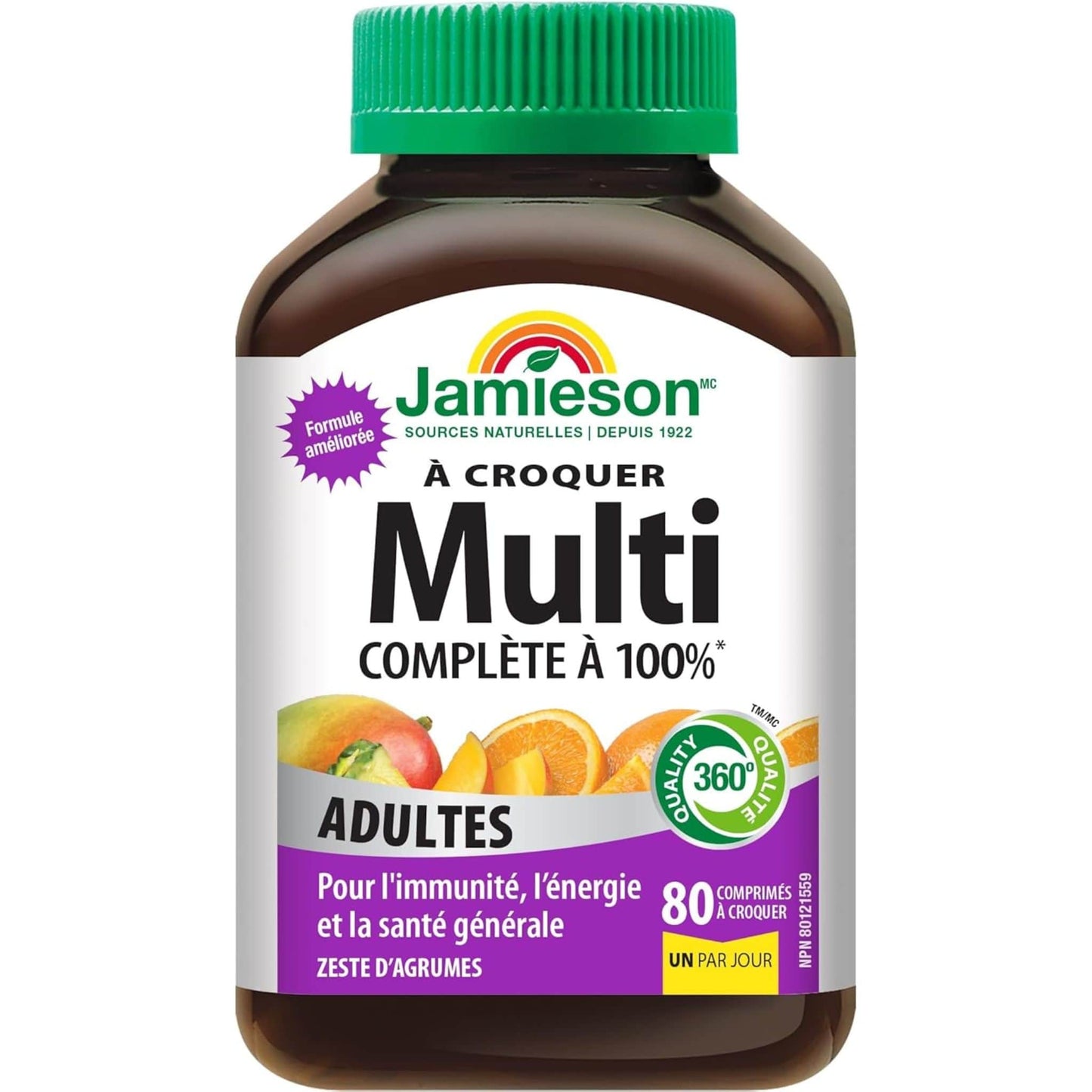 Citrus Twist Flavour, 80 Chewable Tablets | Jamieson Chewable Multi 100% Complete Adults