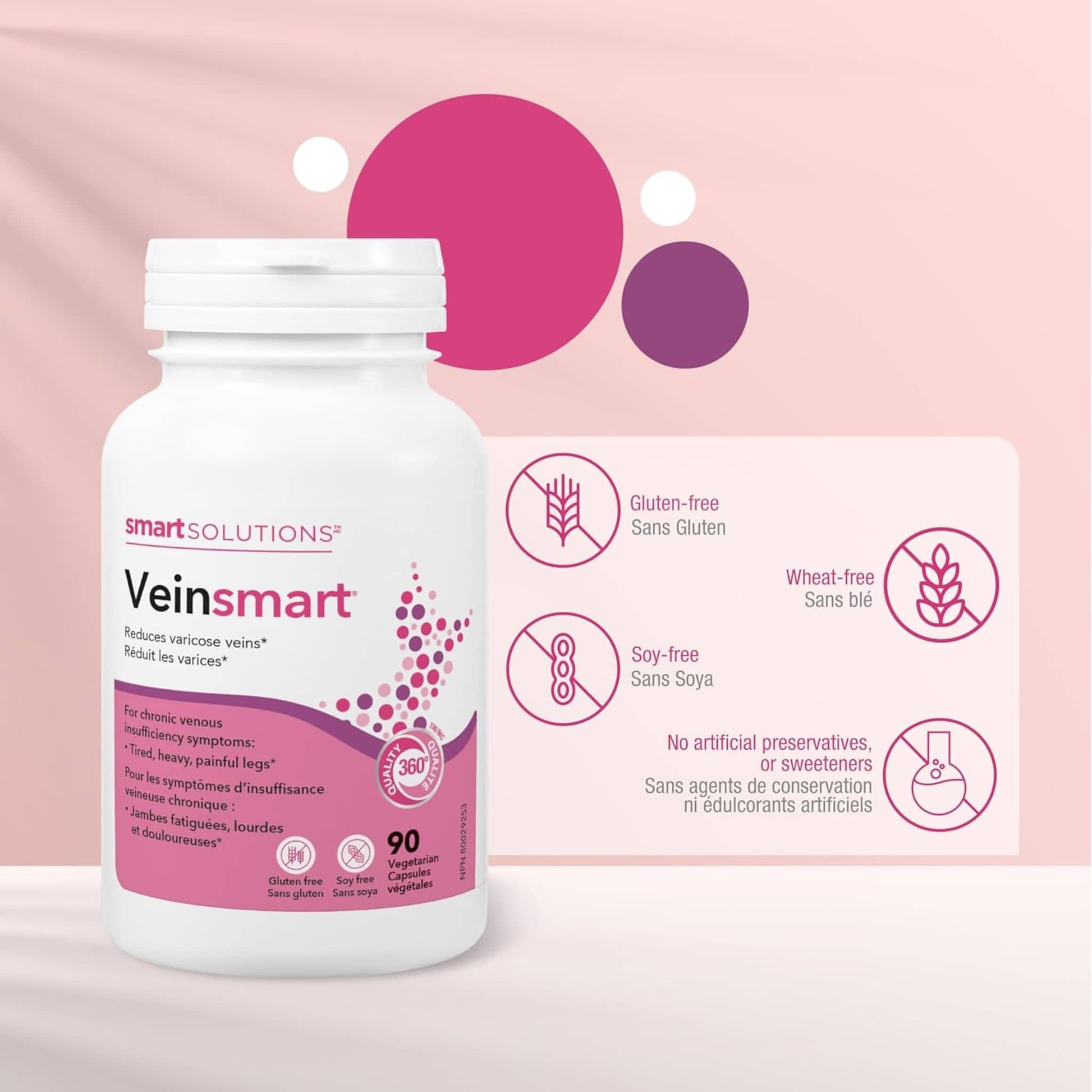 90 Vegetarian Capsules | Smart Solutions Veinsmart, Reduce varicose veins (Formerly Lorna Vanderhaeghe)