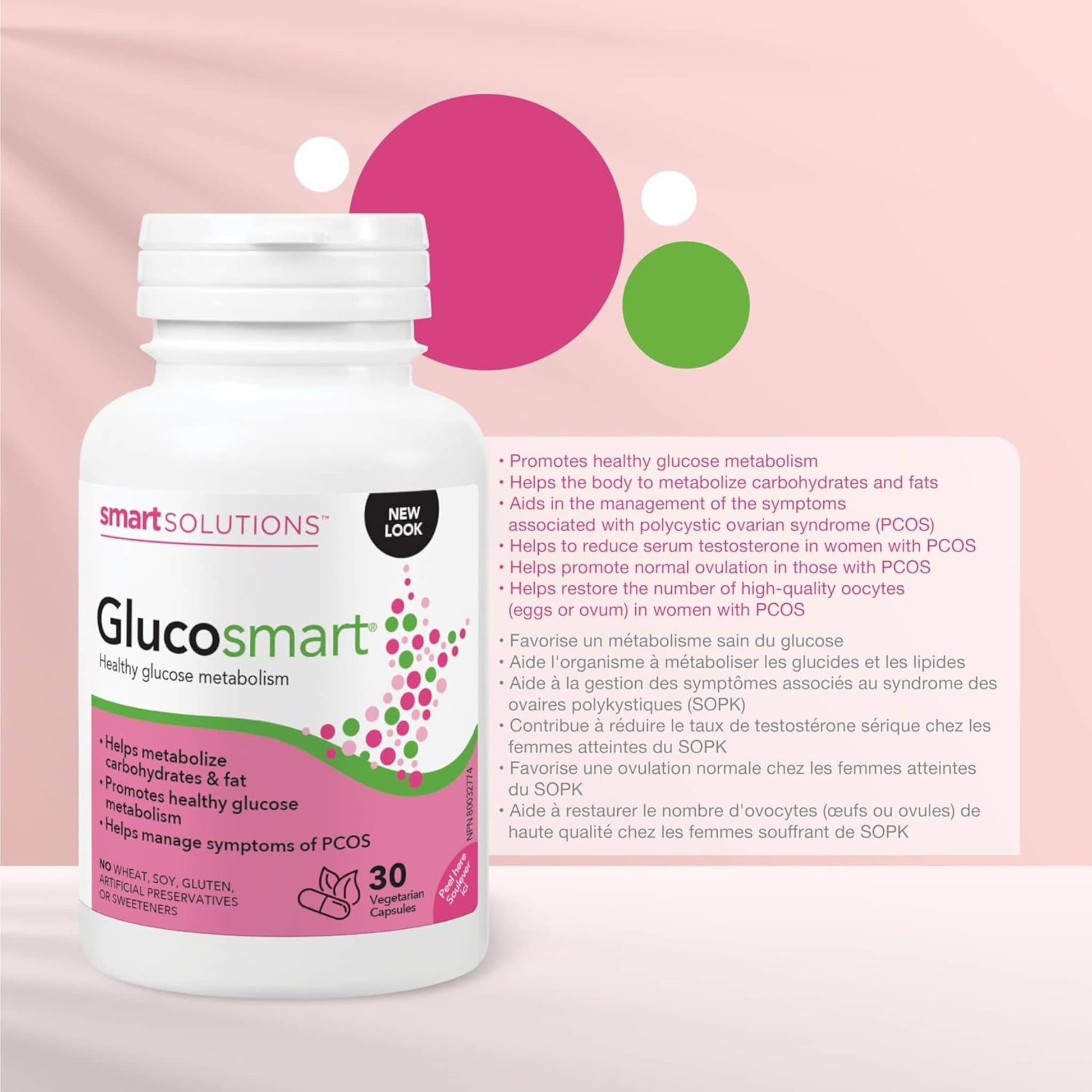 30 Vegetarian Capsules | Smart Solutions Glucosmart, PCOS support, Healthy Glucose Metabolism, Supports Normal Ovulation