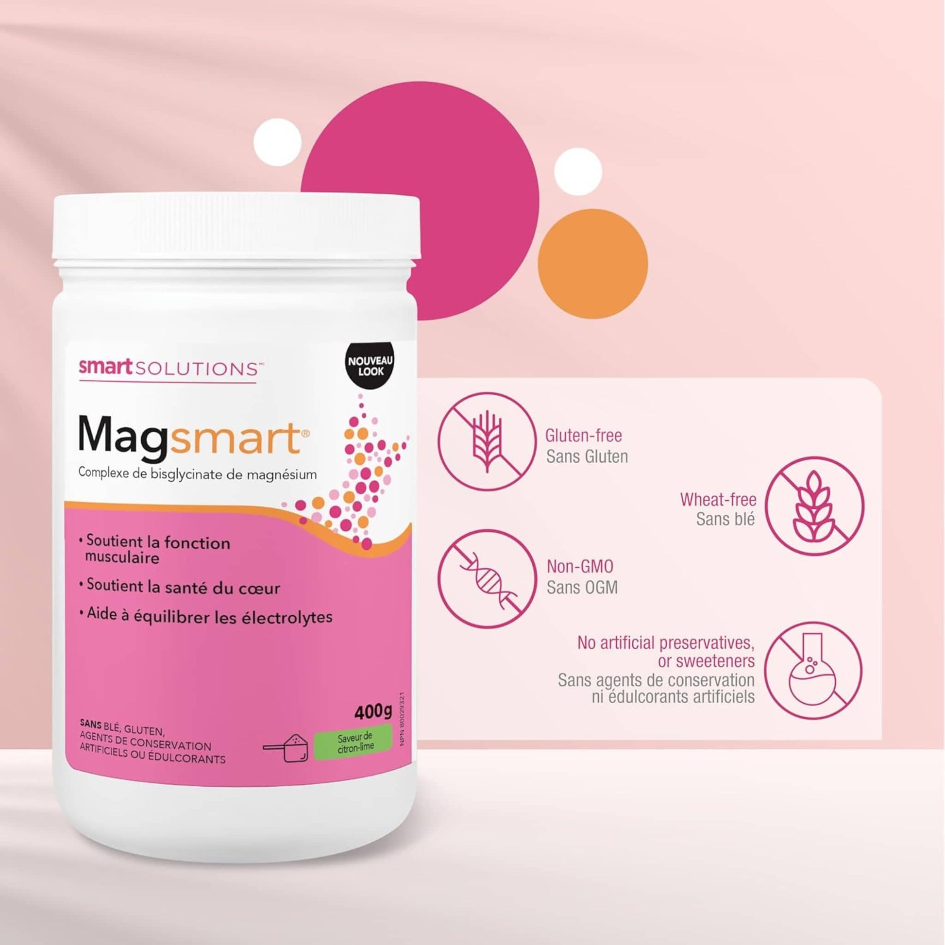 Lemon Lime Flavour, 400g | Smart Solutions Magsmart Powder, Magnesium Bisglycinate Powder (Formerly Lorna Vanderhaeghe Magsmart)