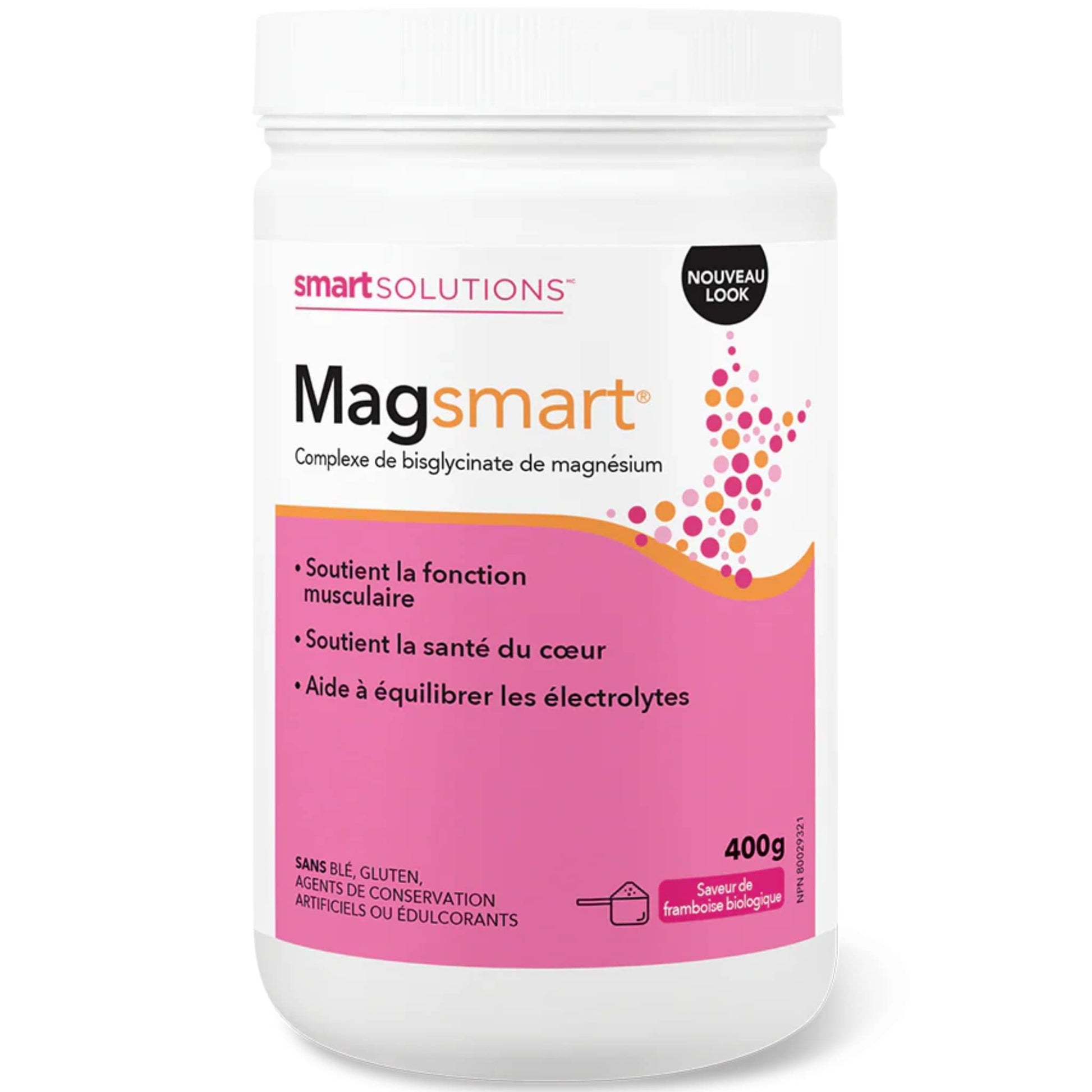 Organic Raspberry Flavour, 400g | Smart Solutions Magsmart Powder, Magnesium Bisglycinate Powder (Formerly Lorna Vanderhaeghe Magsmart)