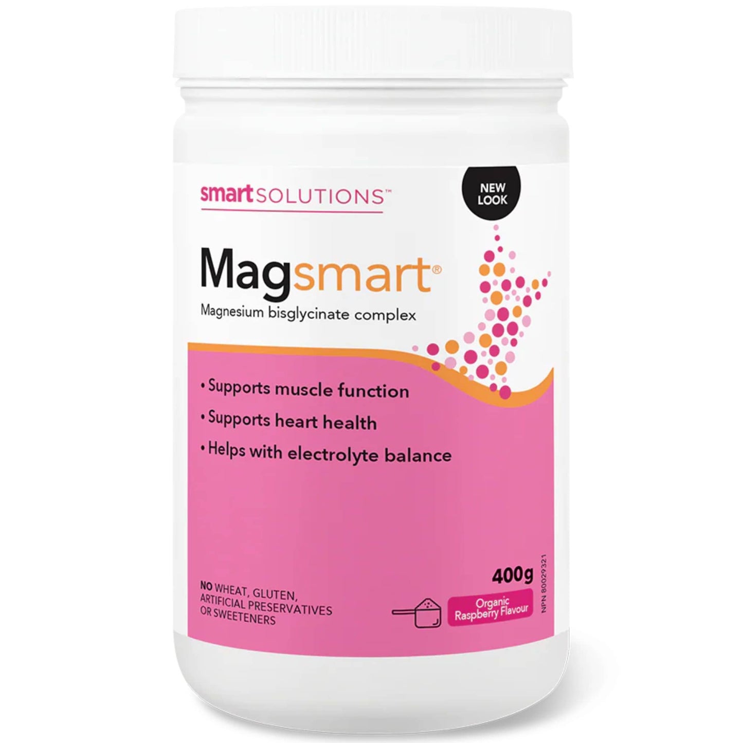 Organic Raspberry Flavour, 400g | Smart Solutions Magsmart Powder, Magnesium Bisglycinate Powder (Formerly Lorna Vanderhaeghe Magsmart)