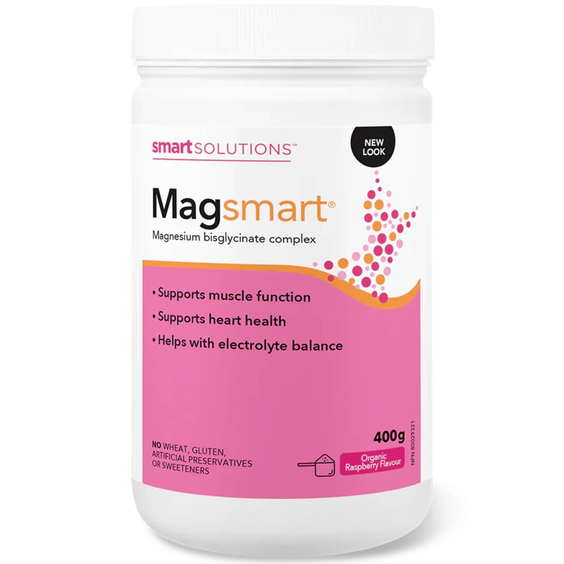Organic Raspberry Flavour, 400g | Smart Solutions Magsmart Powder, Magnesium Bisglycinate Powder (Formerly Lorna Vanderhaeghe Magsmart)