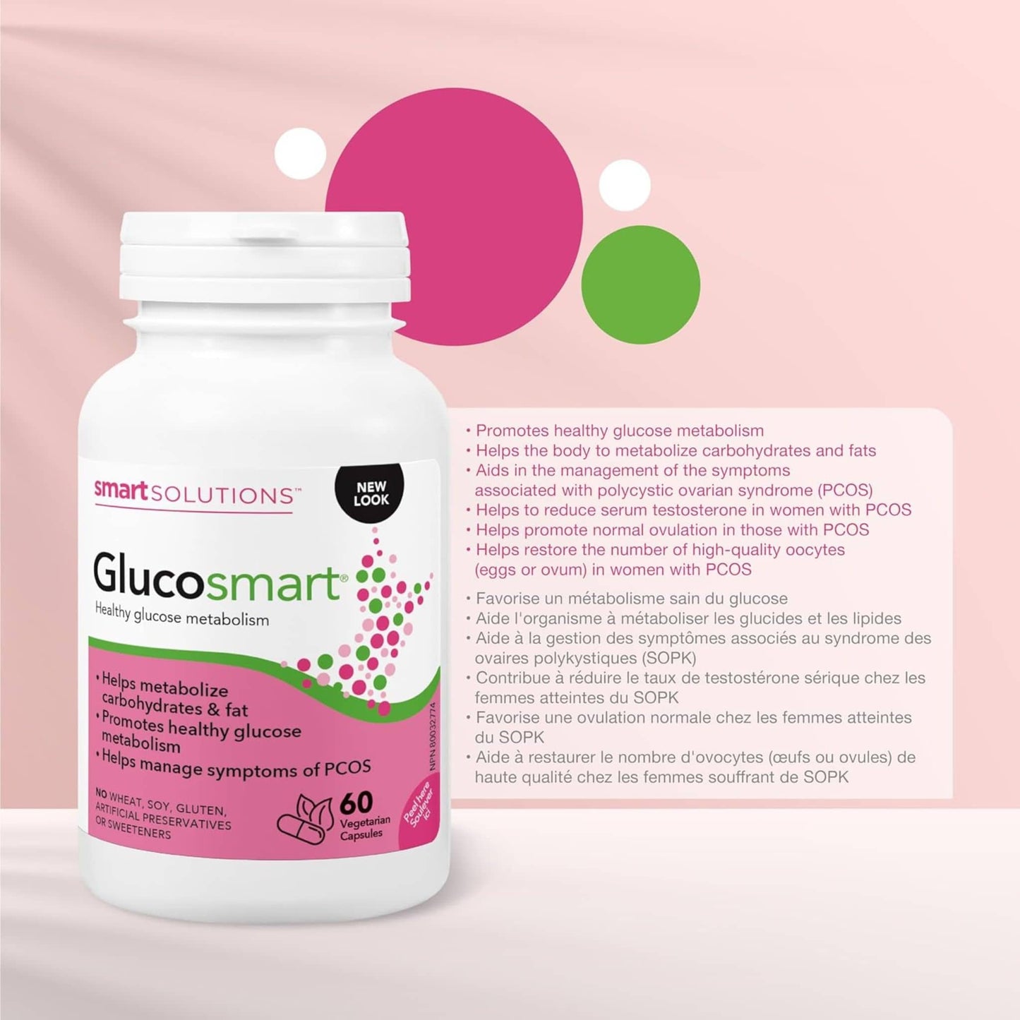 60 Vegetarian Capsules | Smart Solutions Glucosmart, PCOS support, Healthy Glucose Metabolism, Supports Normal Ovulation