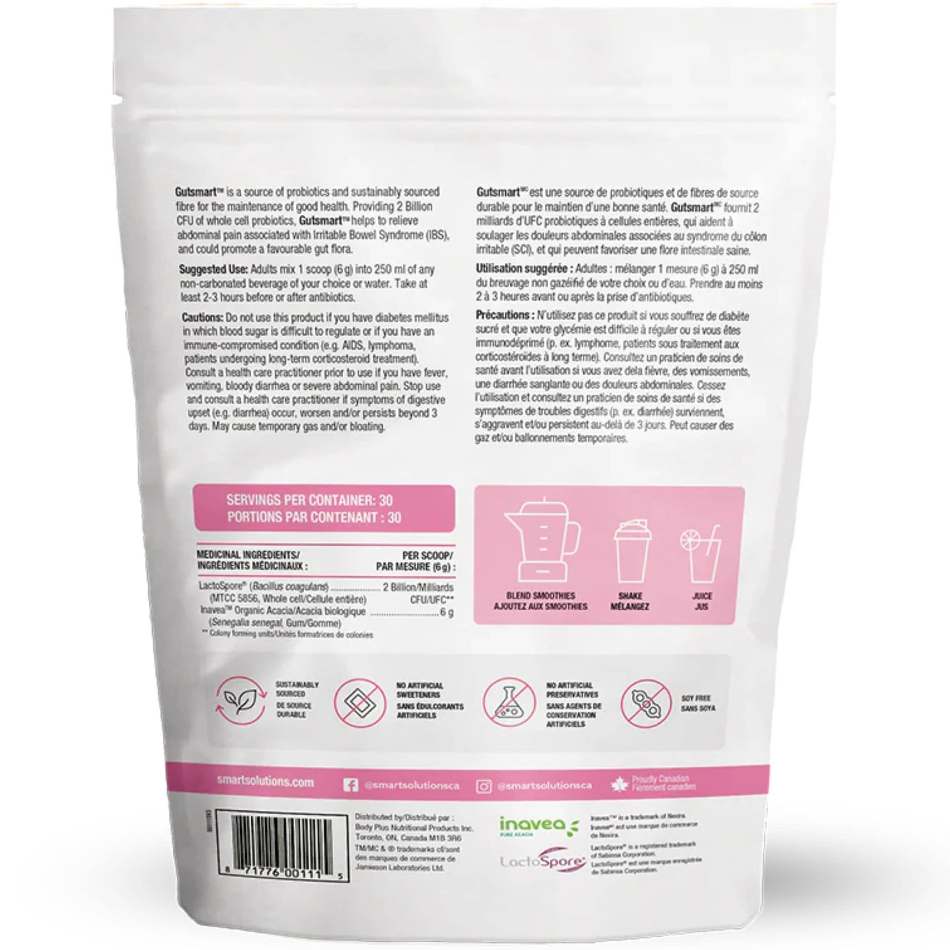 Unflavoured, 180g | Smart Solutions Gutsmart Prebiotic and Probiotic Powder