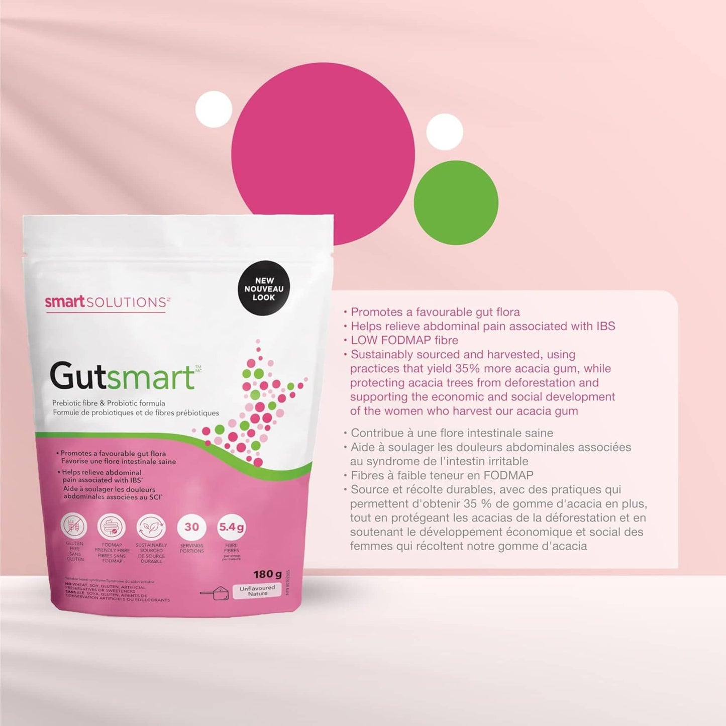 Unflavoured, 180g | Smart Solutions Gutsmart Prebiotic and Probiotic Powder