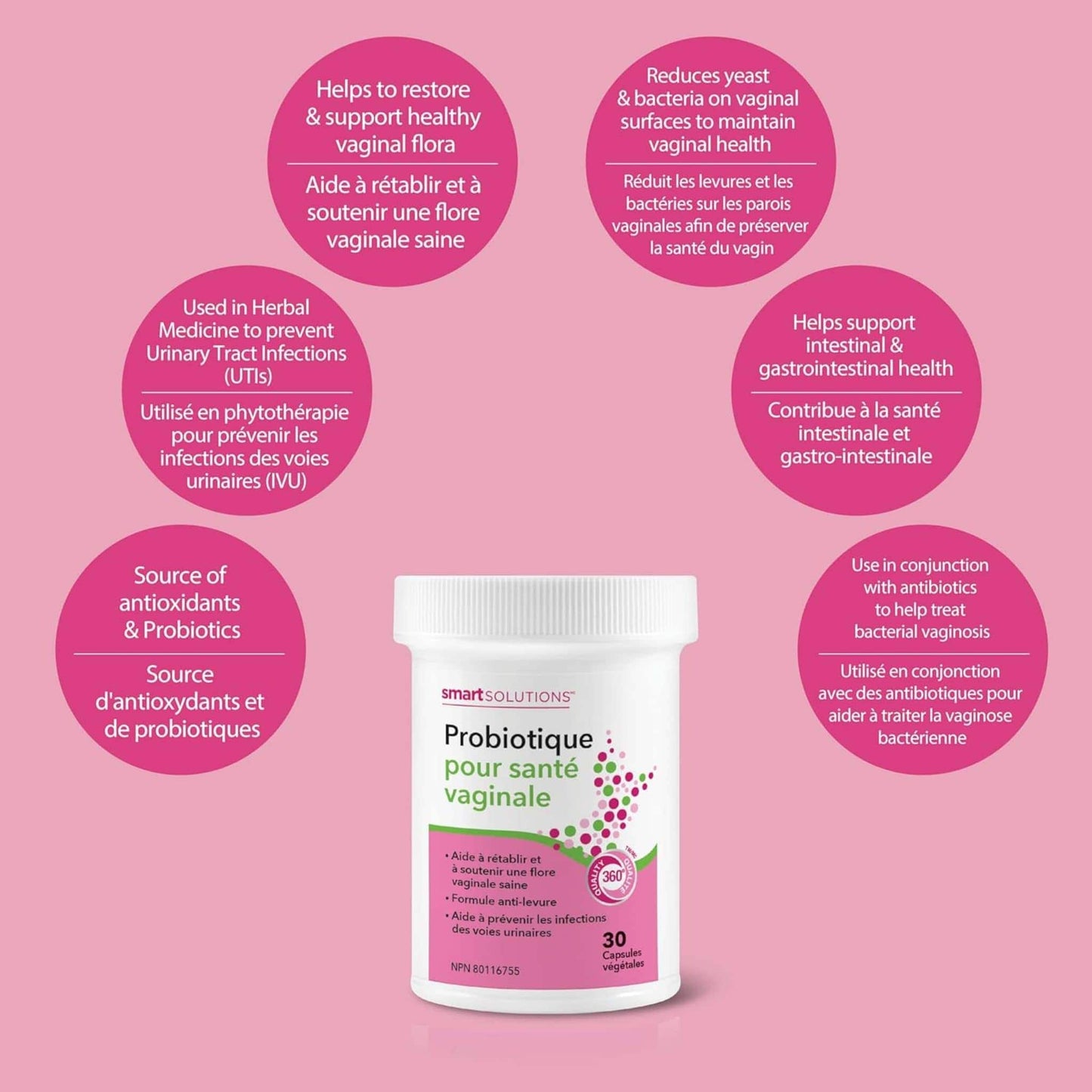 30 VegetarianCapsules | Smart Solutions Vaginal Health Probiotic With Cranberry