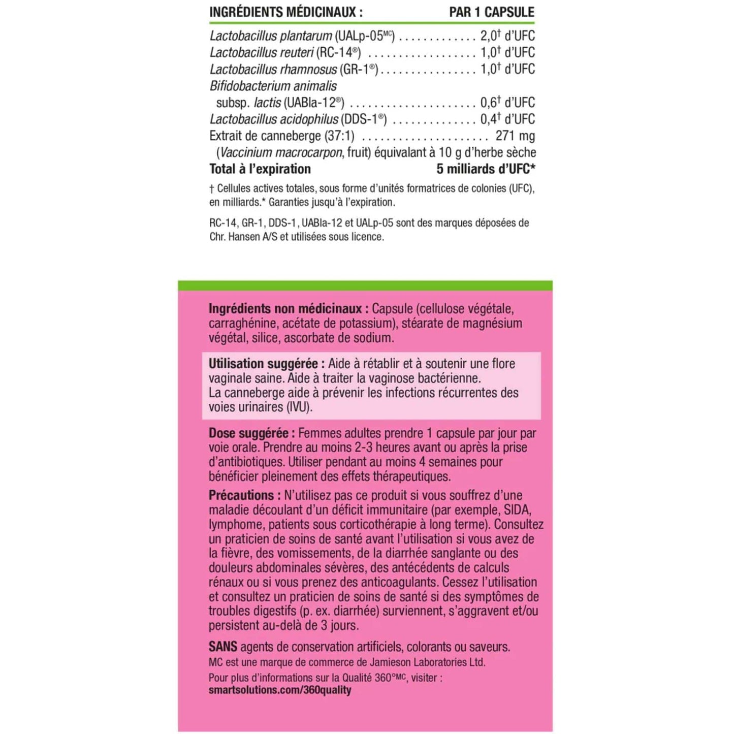 30 VegetarianCapsules | Smart Solutions Vaginal Health Probiotic With Cranberry