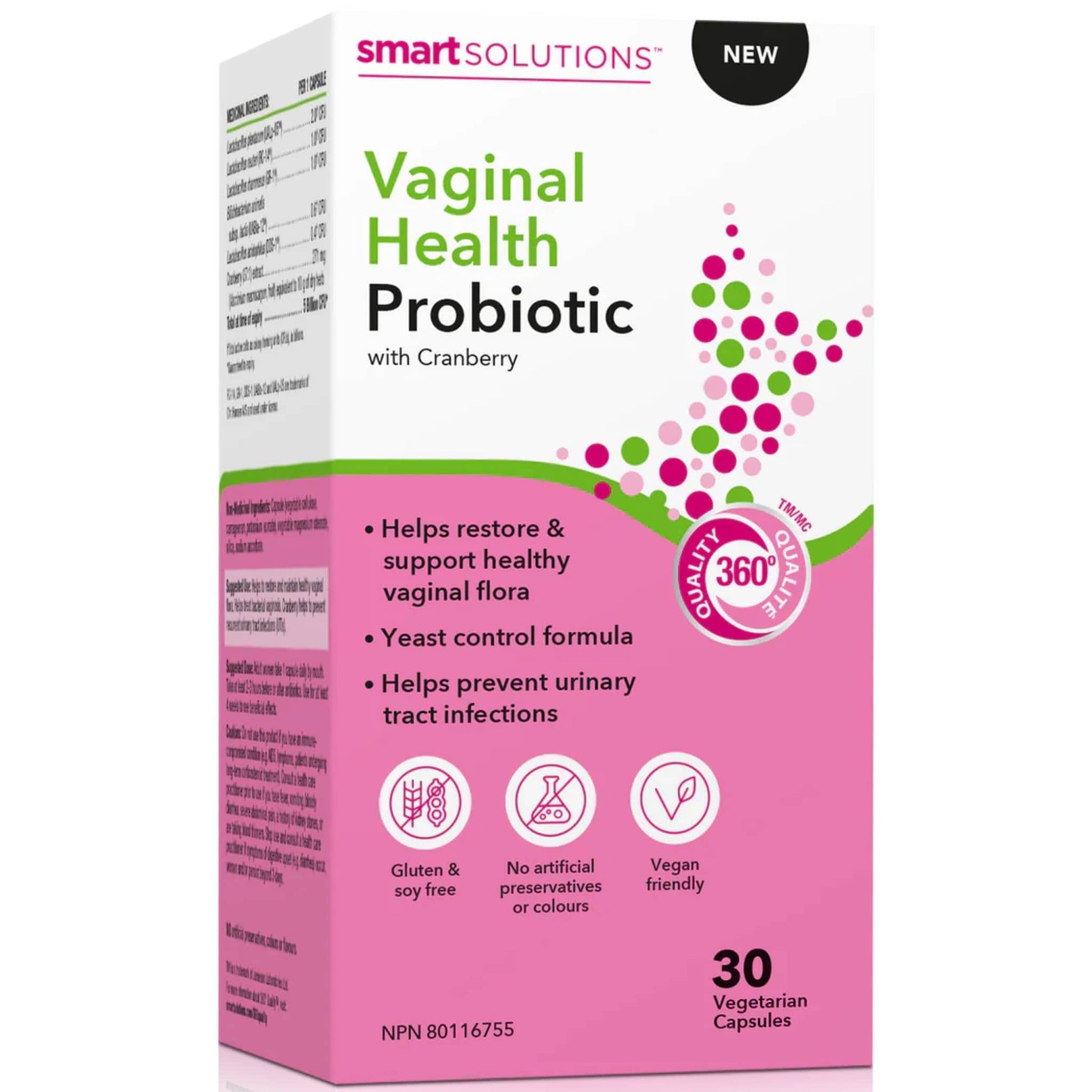 30 VegetarianCapsules | Smart Solutions Vaginal Health Probiotic With Cranberry