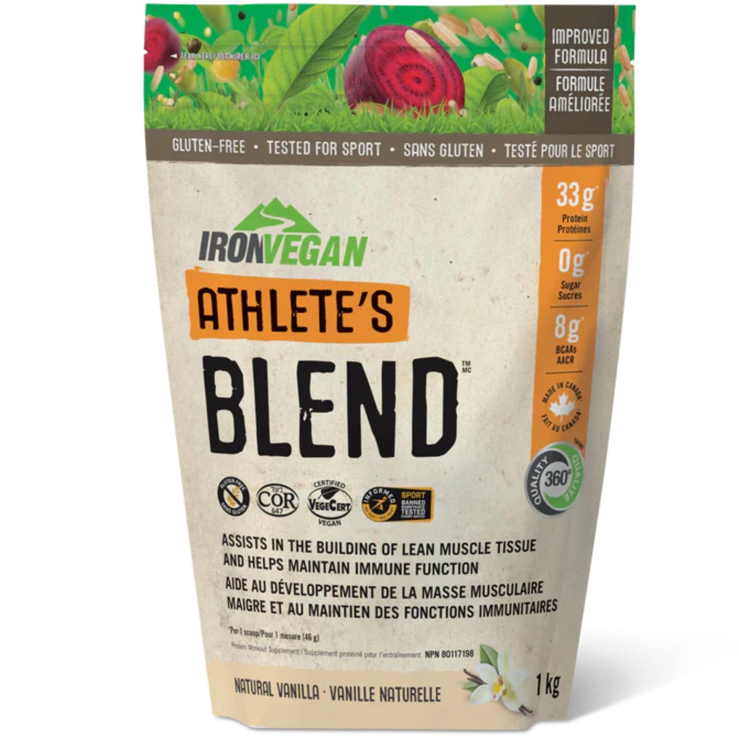 Natural Vanilla, 1kg | Iron Vegan Atthlet's Protein Blend Powder