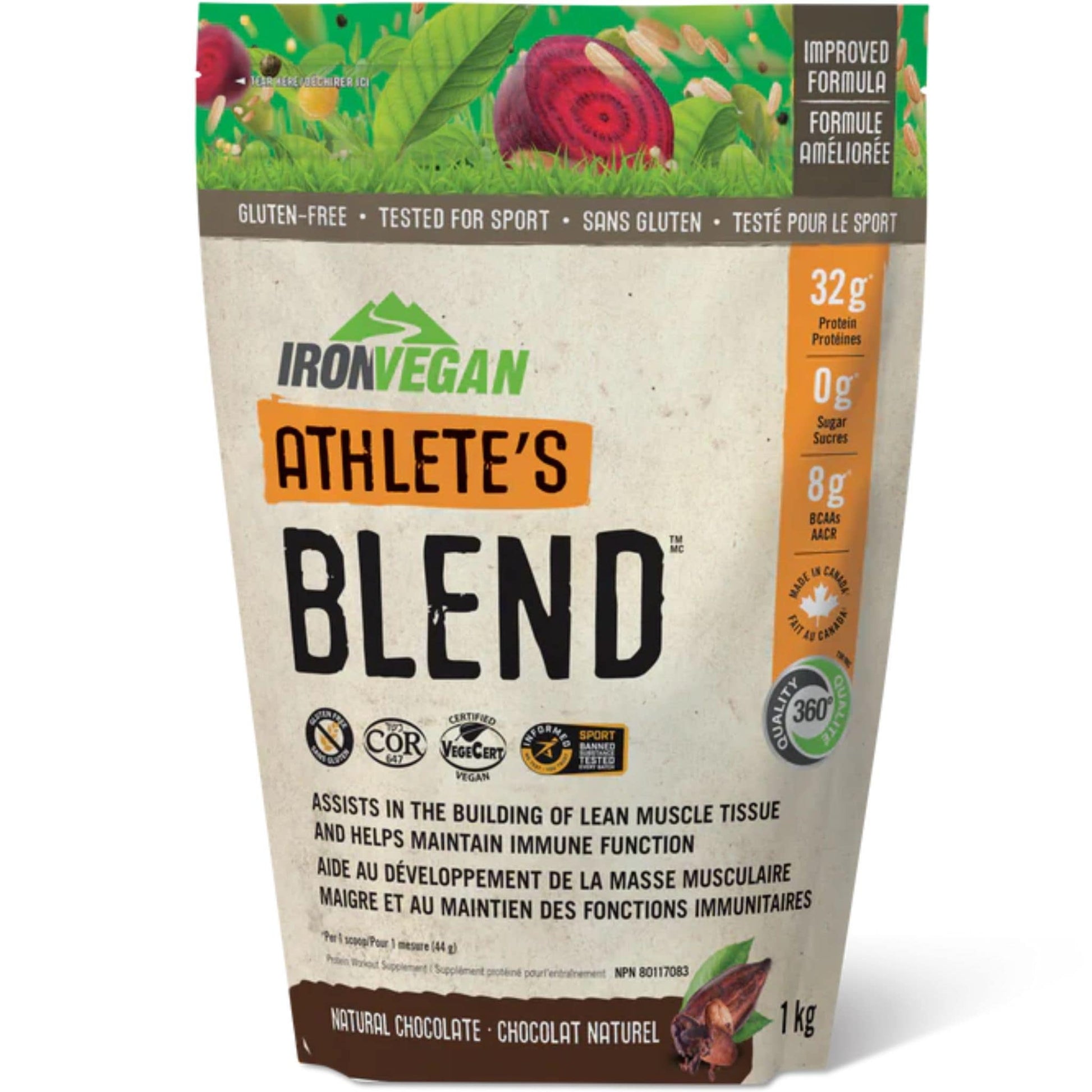 Natural Chocolate, 1kg | Iron Vegan Atthlet's Protein Blend Powder