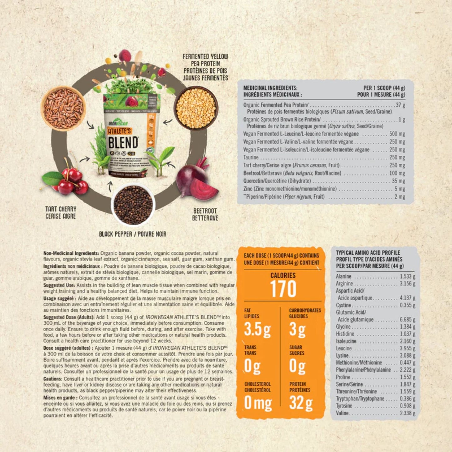 Natural Chocolate, 1kg | Iron Vegan Atthlet's Protein Blend Powder