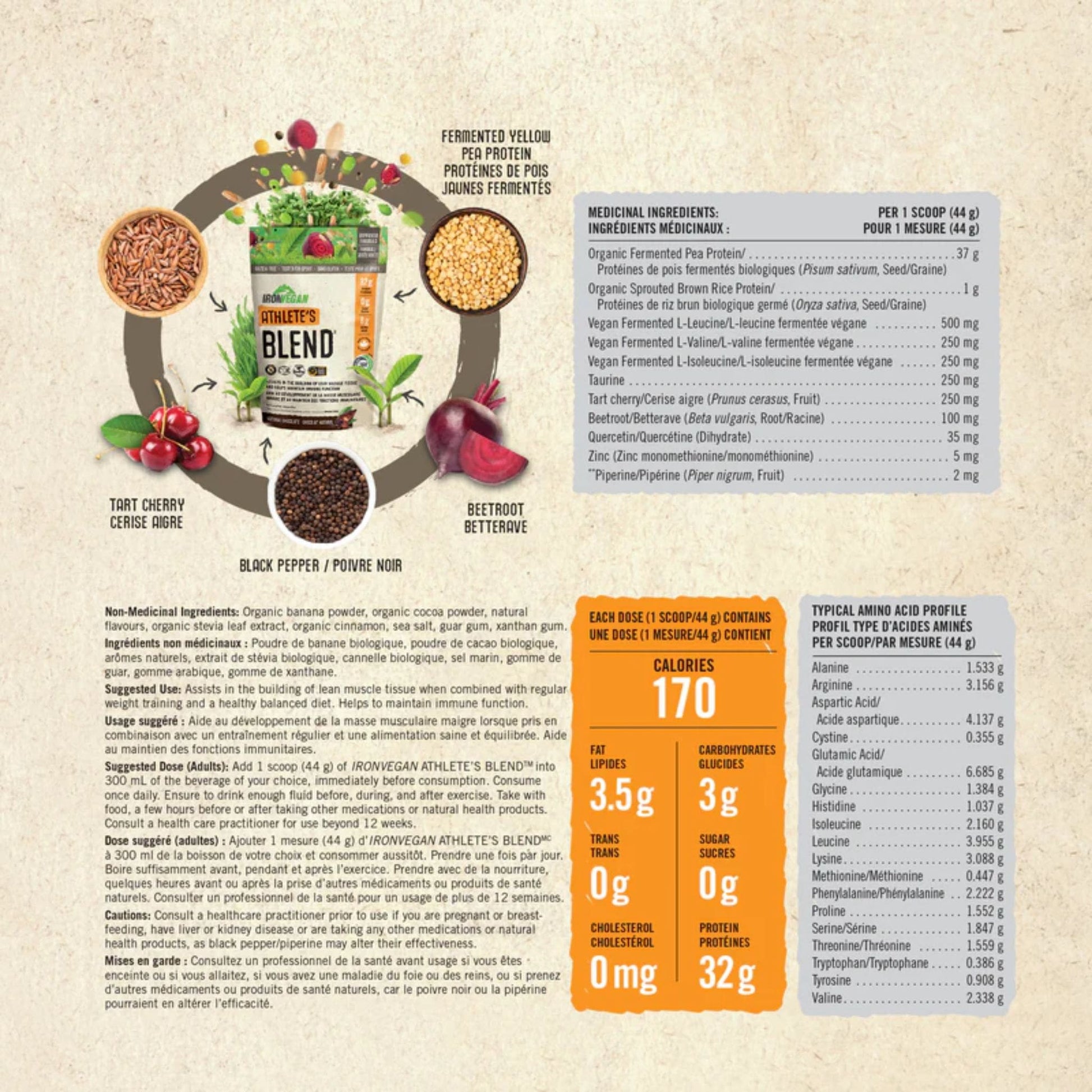 Natural Chocolate, 1kg | Iron Vegan Atthlet's Protein Blend Powder