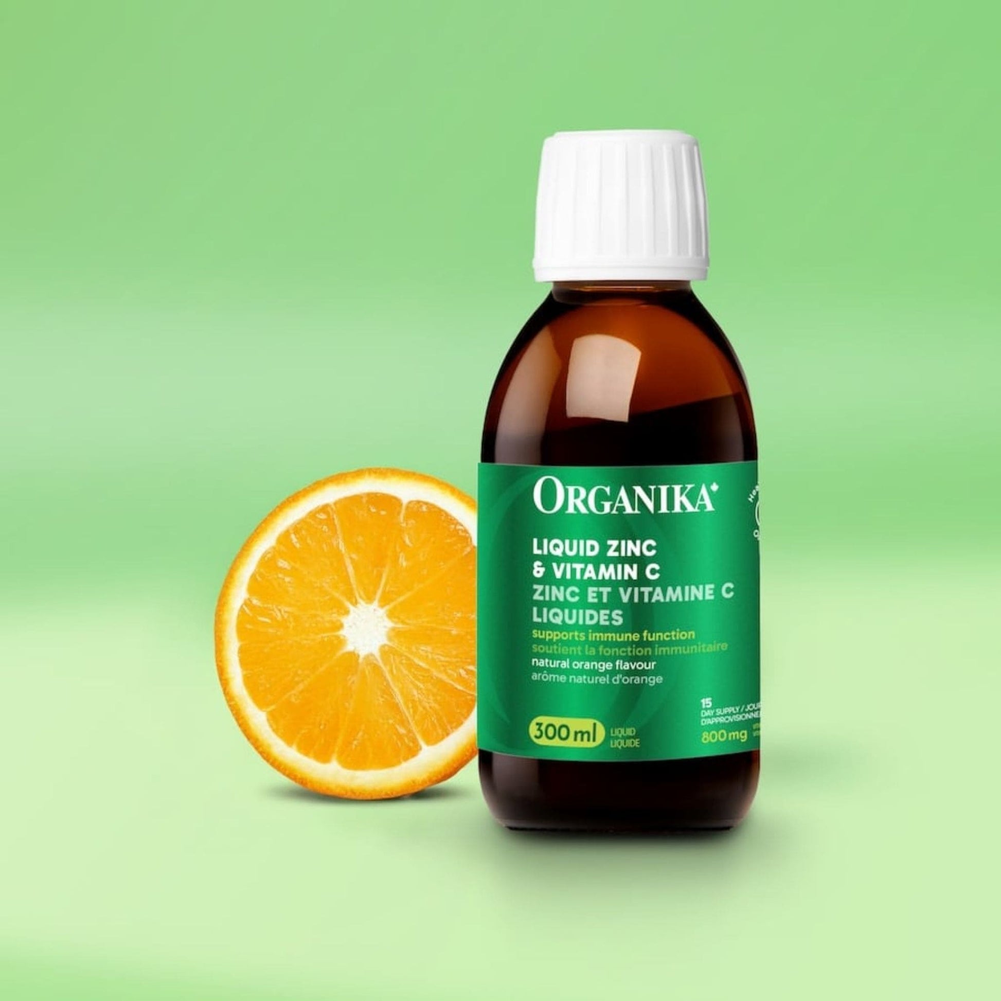 Natural Orange Flavour, 300mL | Organika Liquid Zinc & Vitamin C