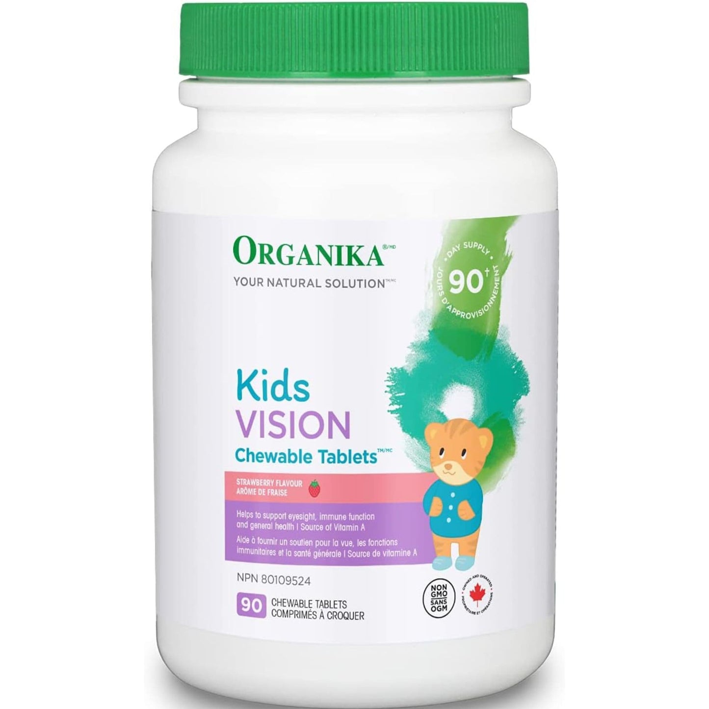 Strawberry Flavour, 90 Chewable Tablets | Organika Kids Vision