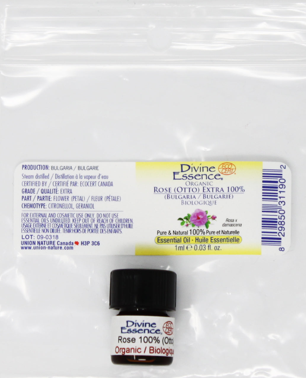 Divine Essence Rose Otto Extra Essential Oil 1ml