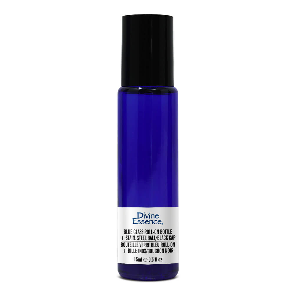 Divine Essence Blue Glass Roll-On Bottle, 15ml 15ml