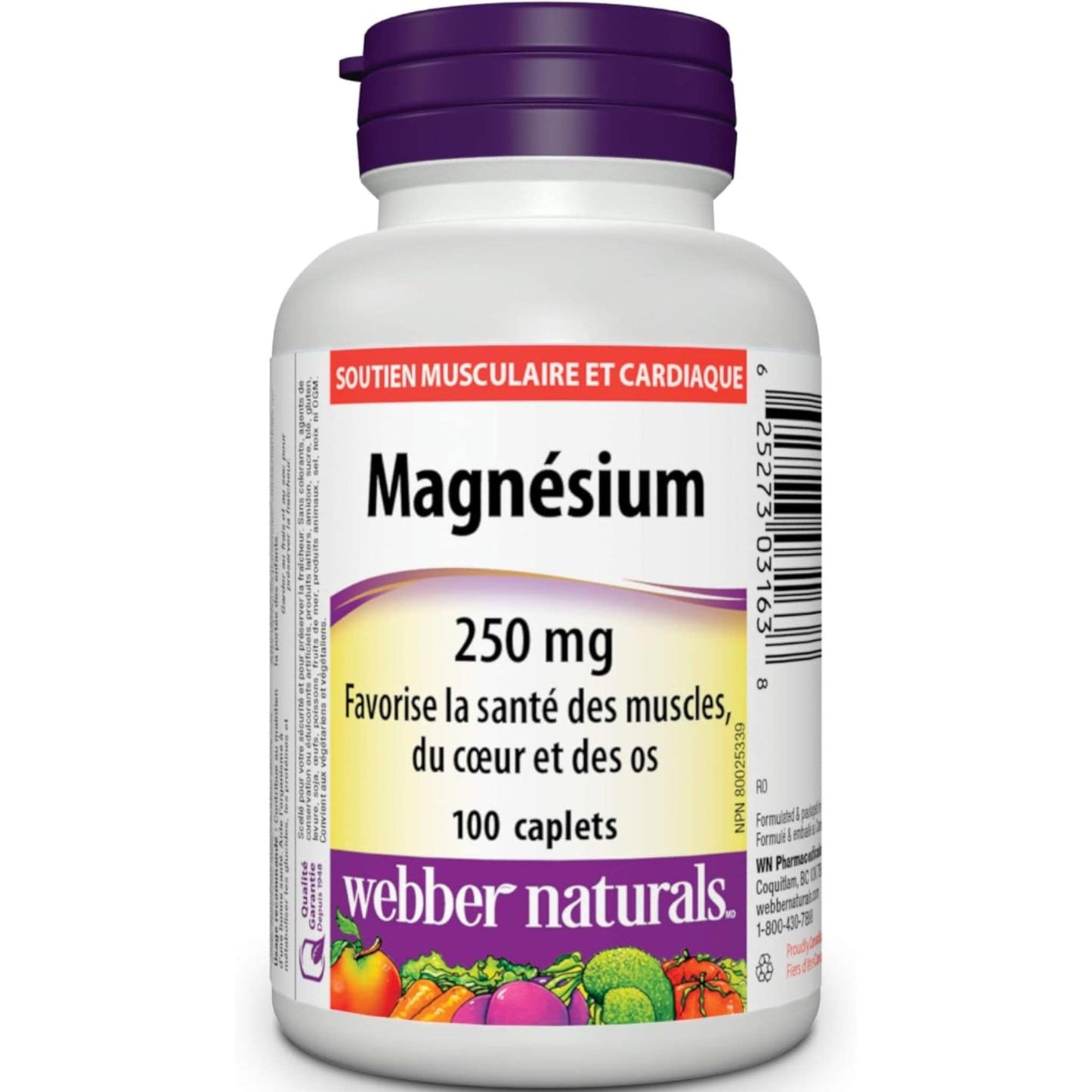 100 Caplets | Webber Naturals Magnesium 250mg