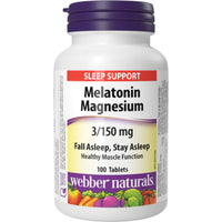 Webber Naturals Melatonin & Magnesium 3mg/150mg, Non-Habit Forming Sleep and Relaxation Support, 100 Tablets