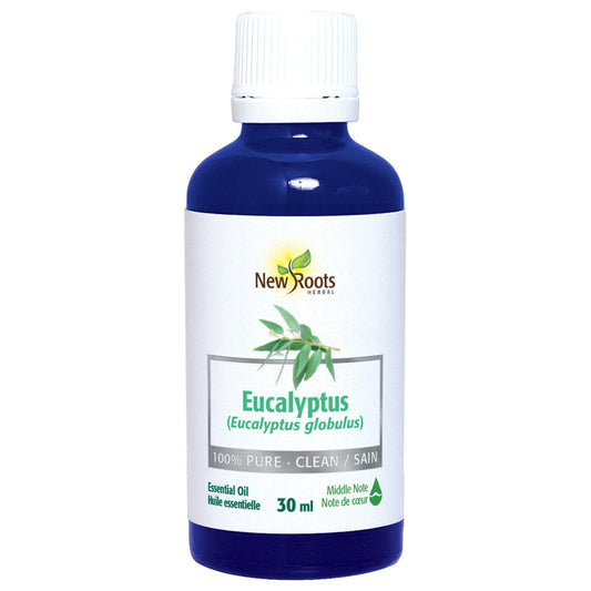 New Roots Eucalyptus Essential Oil, 100% Pure, Steam Distilled, India, 30ml