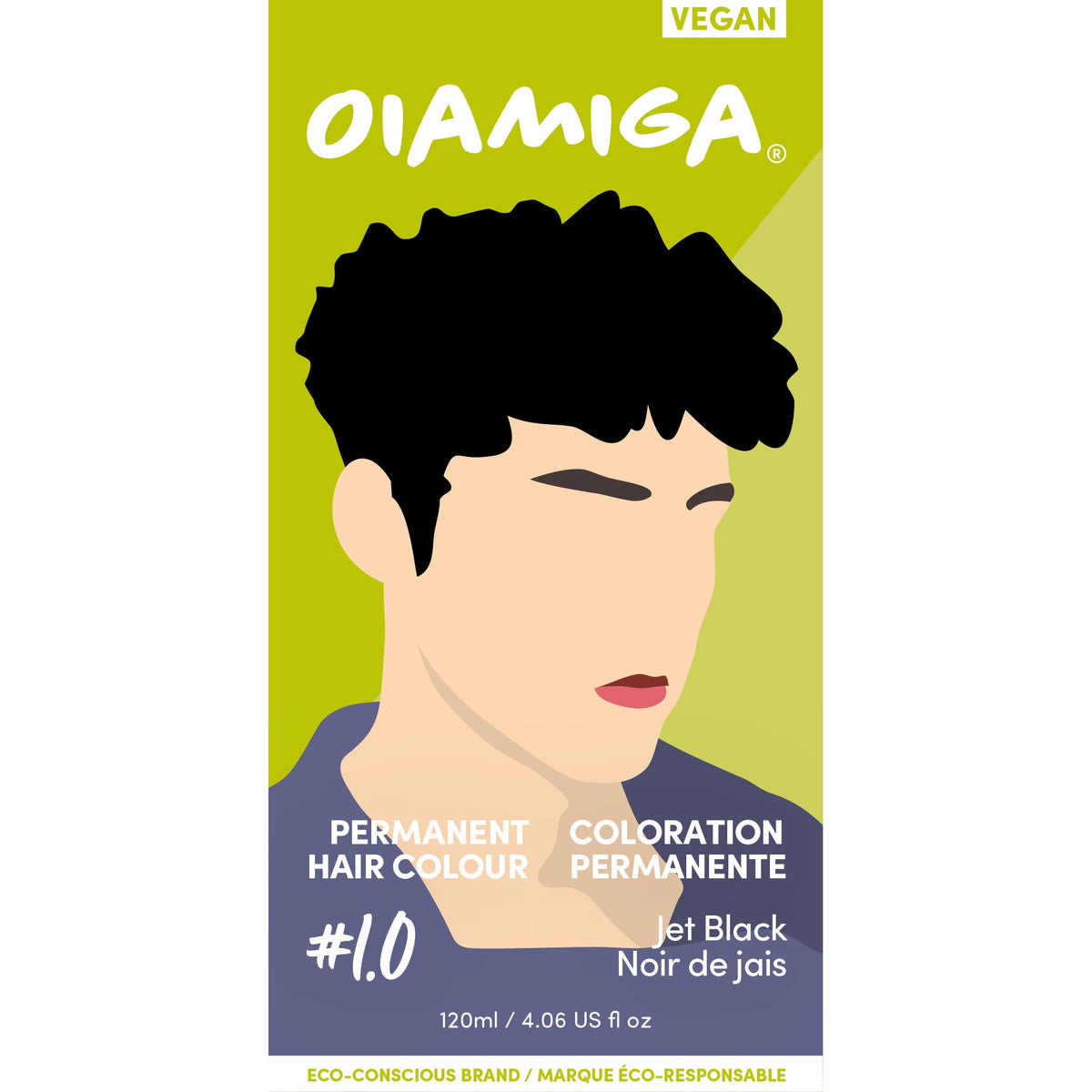Oiamiga Permanent Hair Colour Kit with Rapid Activator, Vegan, 12 Shades, 120ml - Jet Black