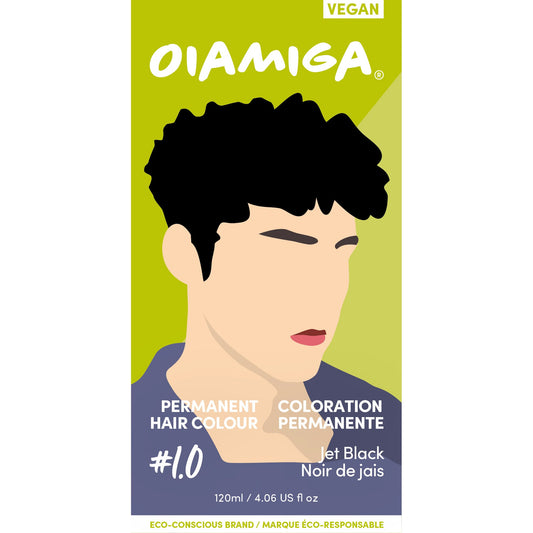 Oiamiga Permanent Hair Colour Kit with Rapid Activator, Vegan, 12 Shades, 120ml - Jet Black