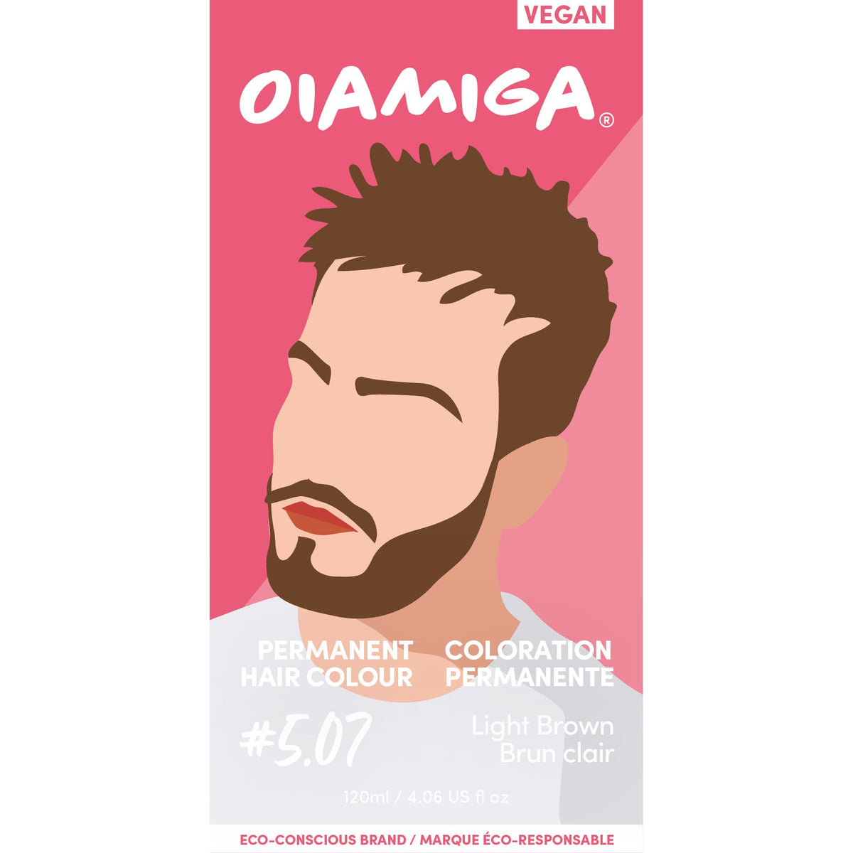 Oiamiga Permanent Hair Colour Kit with Rapid Activator, Vegan, 12 Shades, 120ml - Light Brown