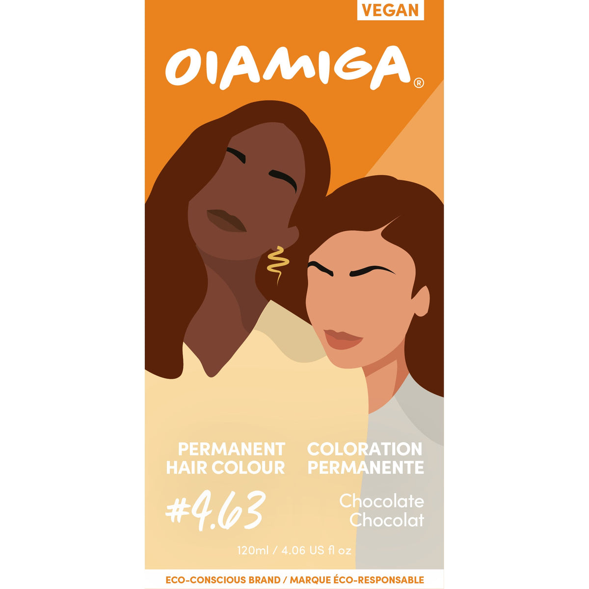 Oiamiga Permanent Hair Colour Kit with Rapid Activator, Vegan, 12 Shades, 120ml - Chocolate