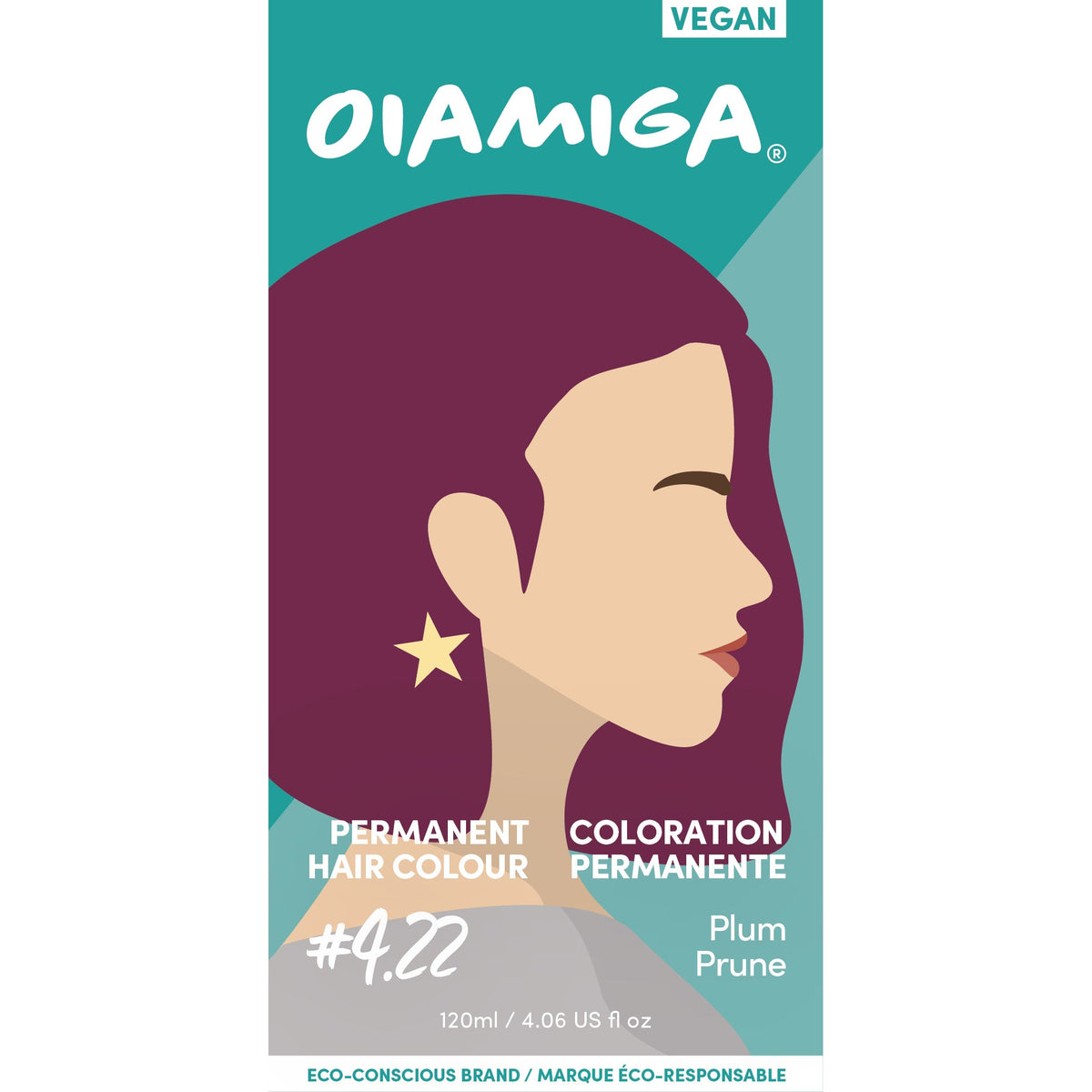 Oiamiga Permanent Hair Colour Kit with Rapid Activator, Vegan, 12 Shades, 120ml - Plum