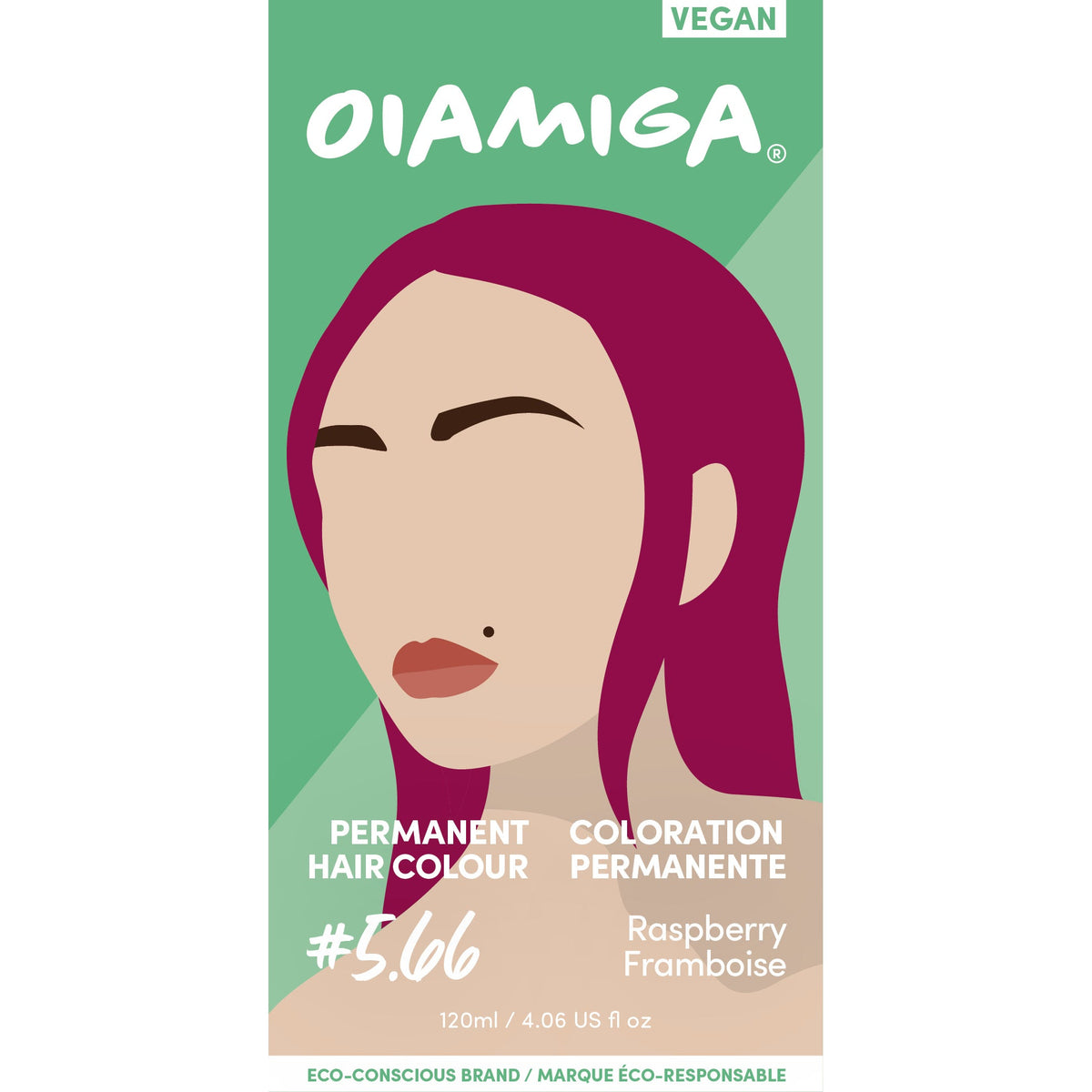 Oiamiga Permanent Hair Colour Kit with Rapid Activator, Vegan, 12 Shades, 120ml - Raspberry