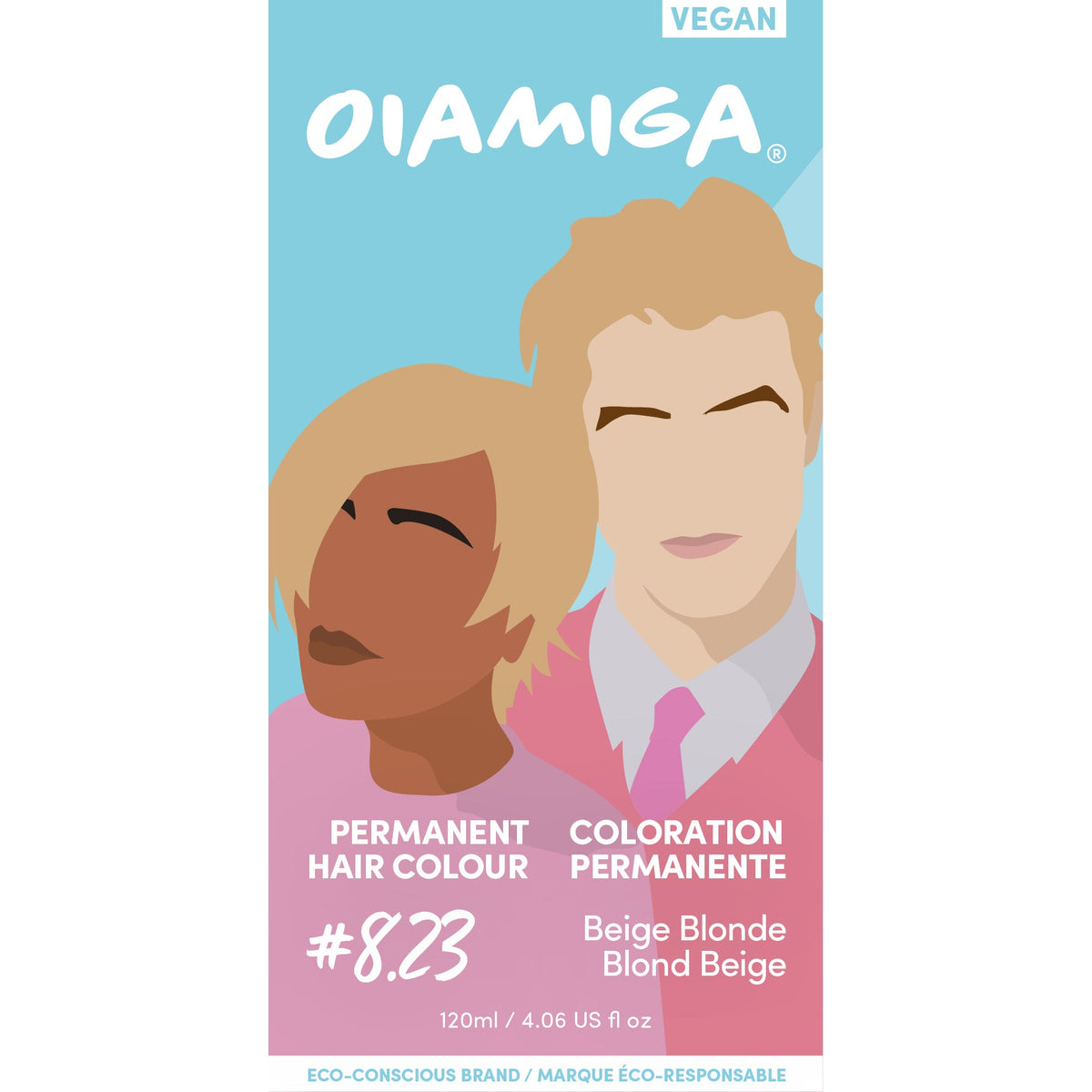 Oiamiga Permanent Hair Colour Kit with Rapid Activator, Vegan, 12 Shades, 120ml - Blonde Beige