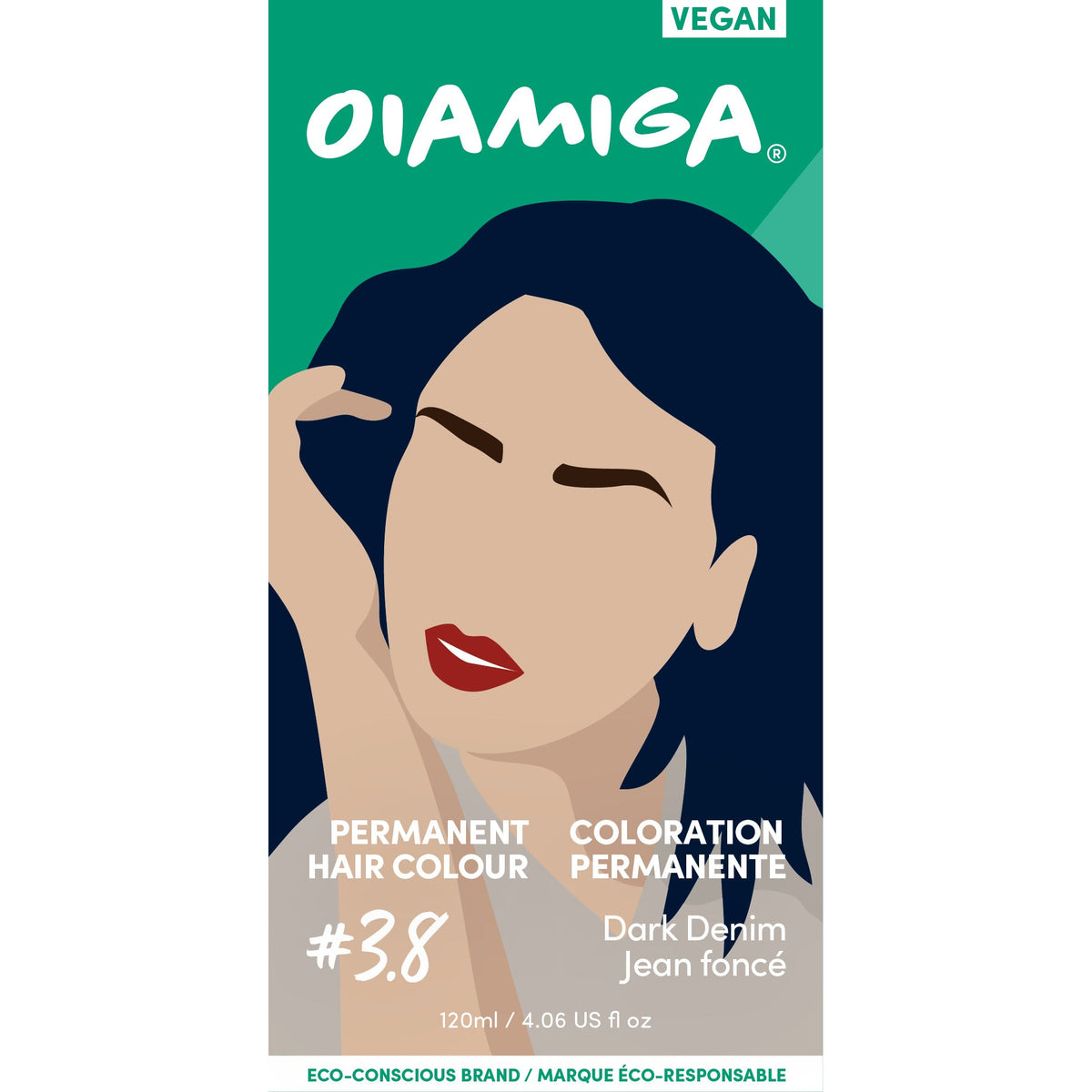 Oiamiga Permanent Hair Colour Kit with Rapid Activator, Vegan, 12 Shades, 120ml - Dark Denim