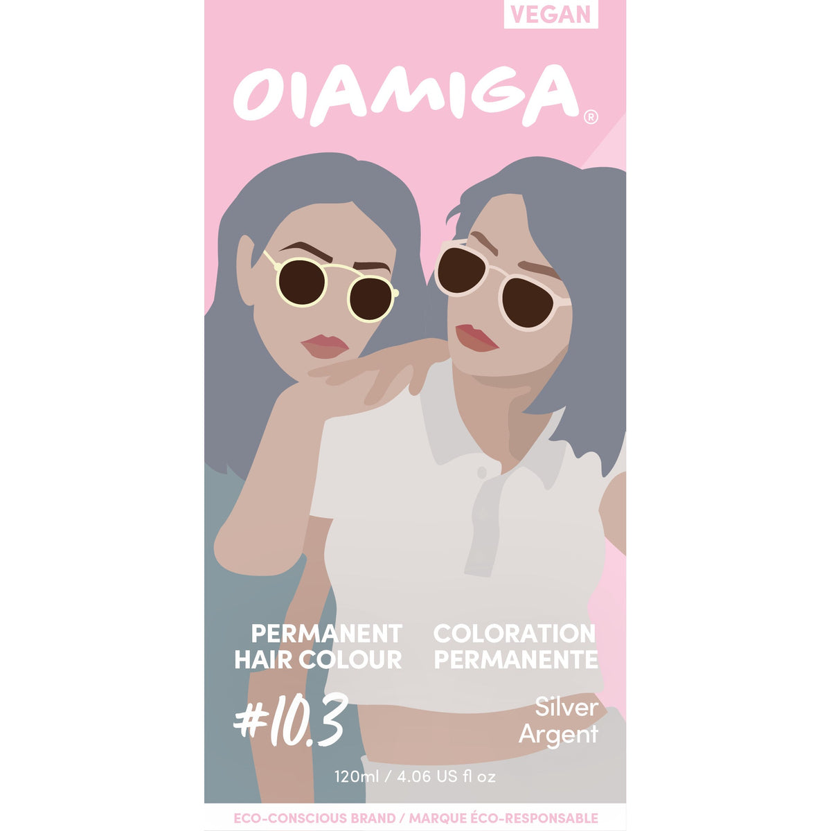 Oiamiga Permanent Hair Colour Kit with Rapid Activator, Vegan, 12 Shades, 120ml - Silver