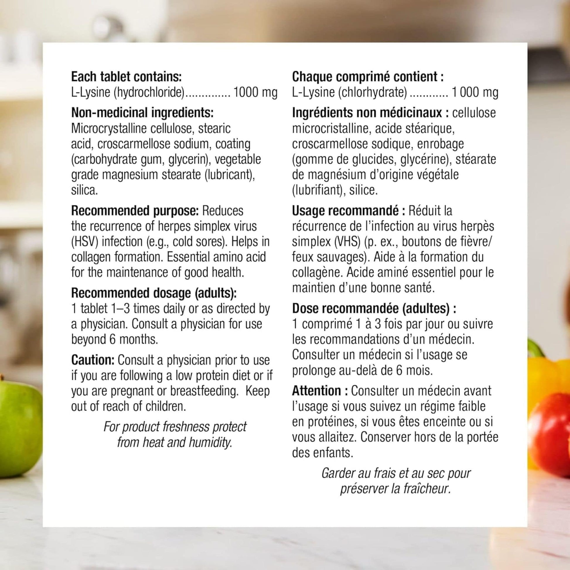 60 Tablets | Webber Naturals L-Lysine 1000mg