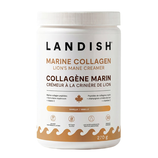 Landish Marine Collagen Lion's Mane Creamer, Dairy-Free Coffee Creamer with Reishi, 270g - 270g