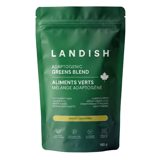 Landish Adaptogenic Greens Blend, Canadian-Grown Greens, Mushrooms & Roots, 180g - 180g