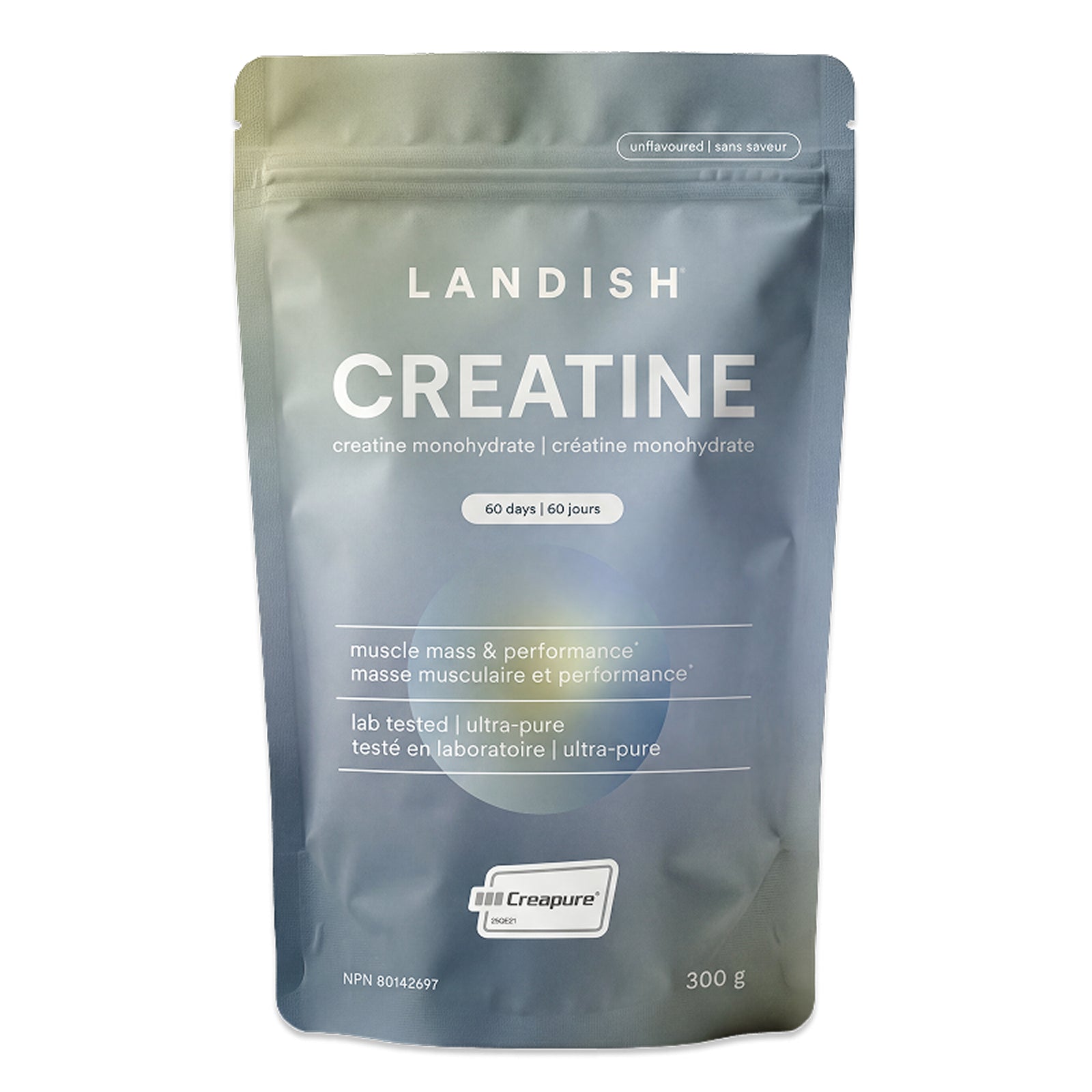 Landish Creatine Monohydrate, 5g Creapure per Scoop, Unflavoured, Vegan - 300g