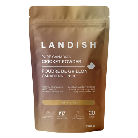 Landish Pure Canadian Cricket Protein Powder, Complete Protein with B12 & Prebiotics, 200g - 200g