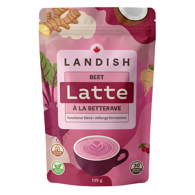 Landish Functional Latte Mix, Adaptogenic Blends with Canadian Mushrooms, 135g - Beet