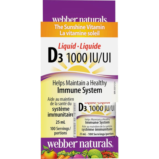 25ml | Webber Naturals Liquid Vitamin D3 1000 IU/UI