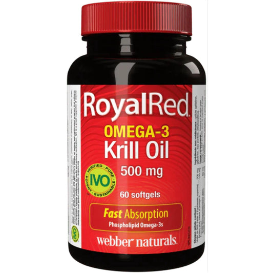 60 Softgels | Webber Naturals RoyalRed Omega-3 Krill Oil 500mg Fast Absorption