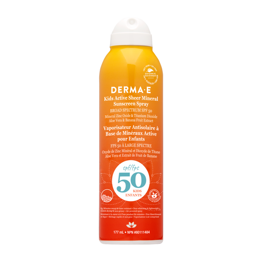 Derma E SPF 50 Kids Mineral Sunscreen Spray, Water Resistant, 177ml