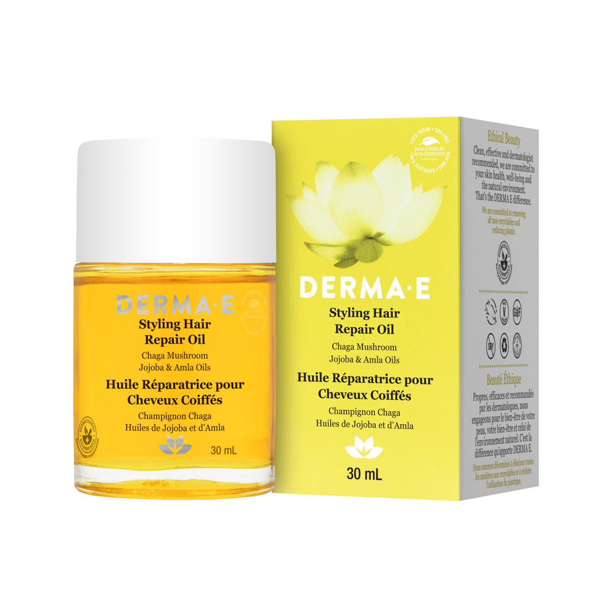 Derma E Styling Hair Repair Oil with Chaga and Mongongo, 30ml