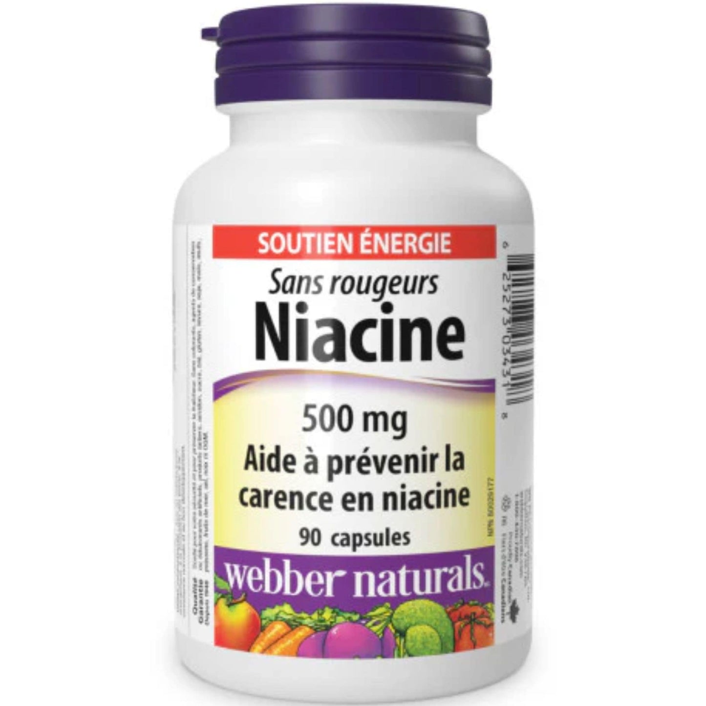 90 Capsules | Webber Naturals No Flush Niacin 500mg // French Bottle