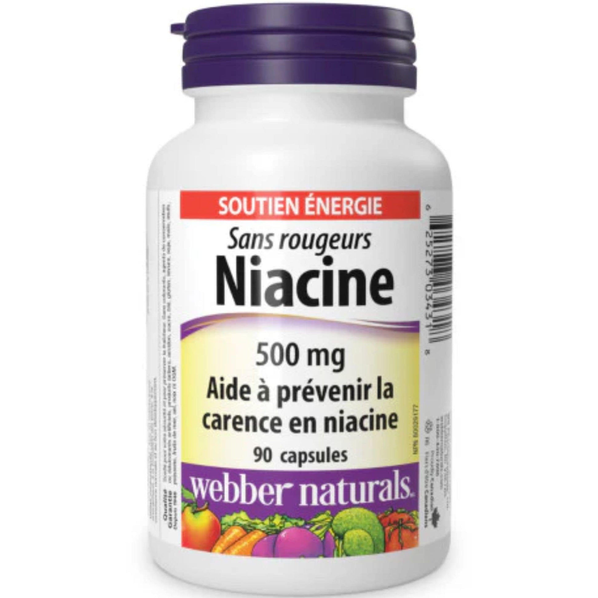 90 Capsules | Webber Naturals No Flush Niacin 500mg // French Bottle