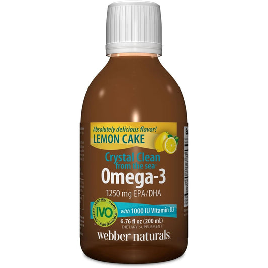 Lemon Cake 200ml | Webber Naturals Omega-3 1250mg EPA/DHA Crystal Clean with 1000IU and Vitamin D3