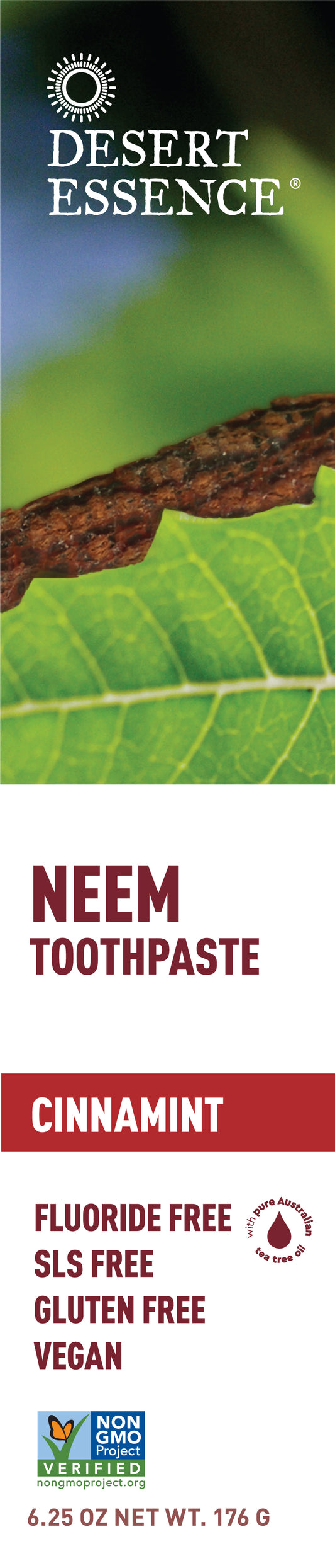 Desert Essence Neem Toothpaste, Cinnamint 176g