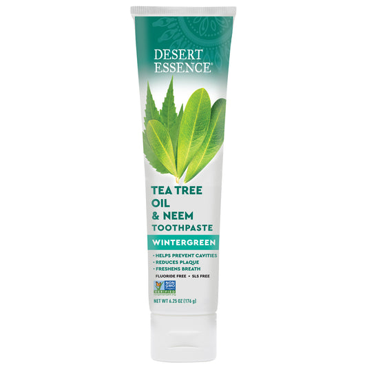 Desert Essence Tea Tree Oil & Neem Toothpaste, Wintergreen 176g